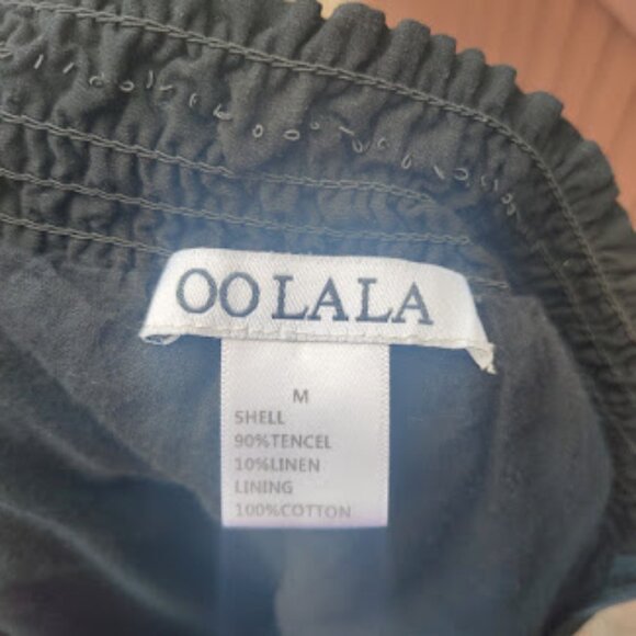 OOHLALA | Wide Leg Black Tiered Ruffle Boho Palazzo Pants Tencel Linen Blend M - Picture 13 of 14